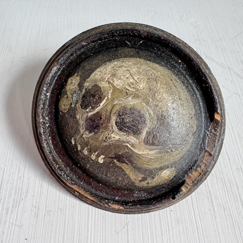 Memento Mori Miniature Oil Painting On Wood 18Th Century Baroque