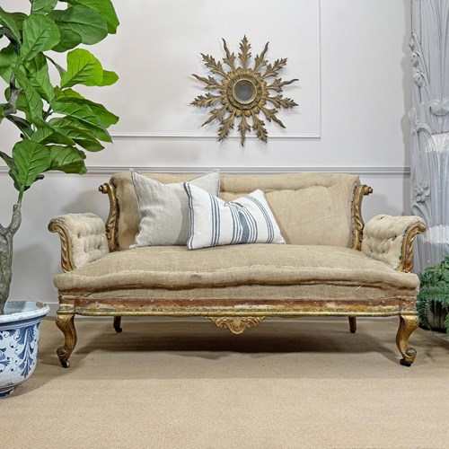 Napoleon III Rococo Revival Giltwood Settee