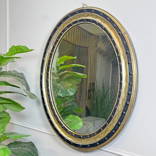 Large Regency Irish Giltwood And Ebonised Wall Mirror
