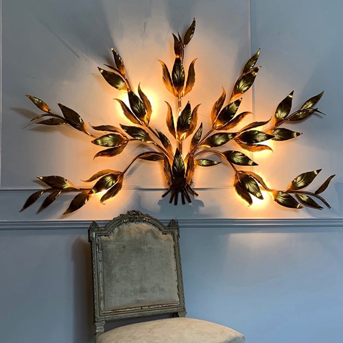 Monumental Hans Kogl Leaf Wall Sconce 1970’S 