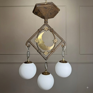 Art Deco Brass And Wrought Iron Moo...