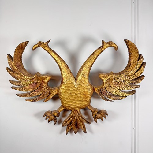 Late 18Th Century Carved Giltwood Double Headed Eagle Element