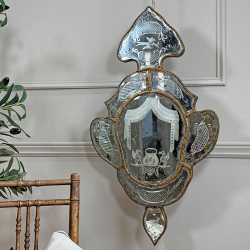 Venetian Etched Wall Mirror Late 18Th Century