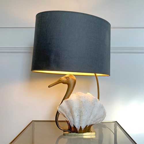 Rare Signed Willy Daro Swan Shell Table Lamp 1970