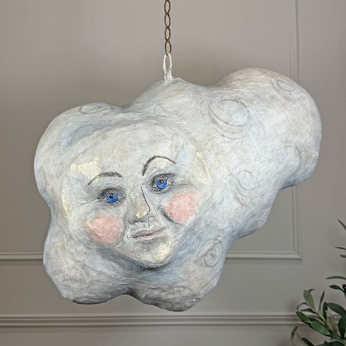 Large Folk Art Papier Mache Cloud With Face