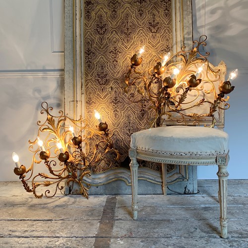 Pair Of Large Mid Century Palladio Wall Lights Italian 1960'S