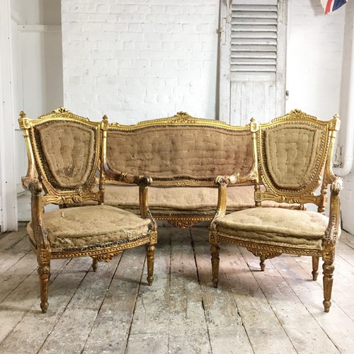 French Louis XVI Giltwood Salon Suite