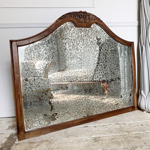 19Th Century Silver Backed Overmantle Foxed Mirror