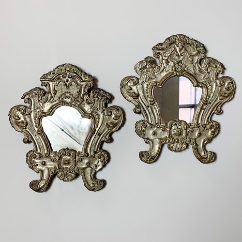 Pair Of 18Th Century Silver Plated Baroque Mirrors