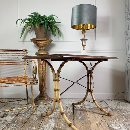 English 19Th Century Faux Bamboo Cast Iron Table 