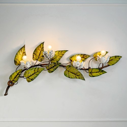  1950’S Huge Italian Floral Tole Wall Light