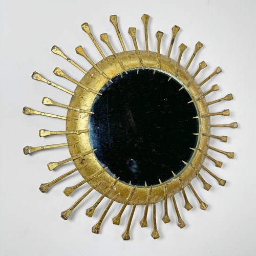 Brutalist Gold Spanish Sunburst Nail Head Mirror