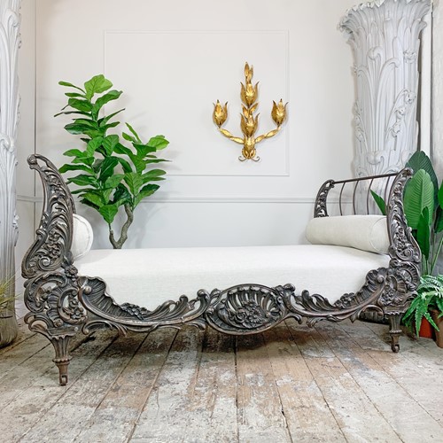 19Th Century Art Nouveau Cast Iron French Day Bed