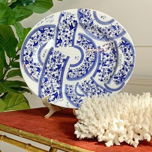 19Th Century Derby Pottery Blue And White Sample Pattern Plate