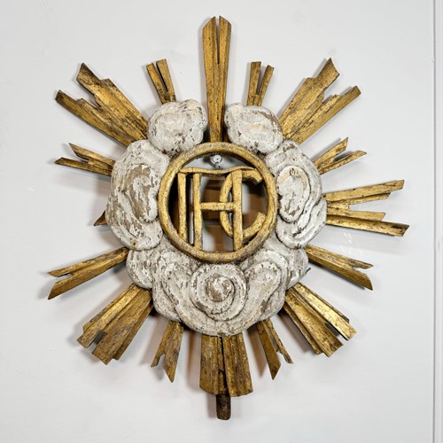 18Th Century Carved Giltwood Church Sunburst