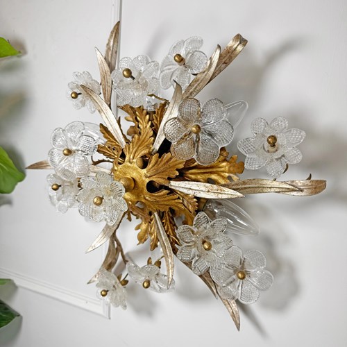 Italian Florentine Banci Firenze Murano Glass Flush Light