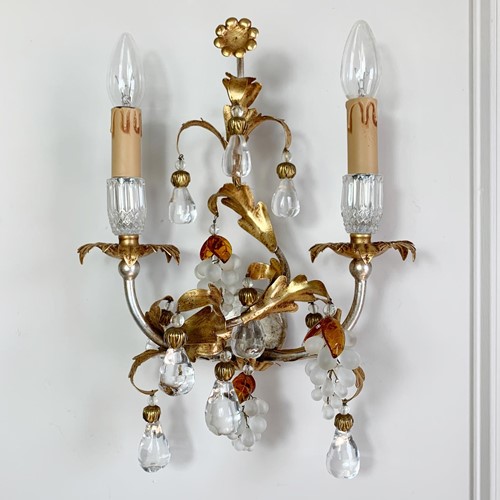 Banci Firenze Gilt Crystal Grape Wall Lights