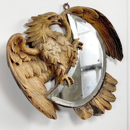 Black Forest Wood Carving Eagle Mirror