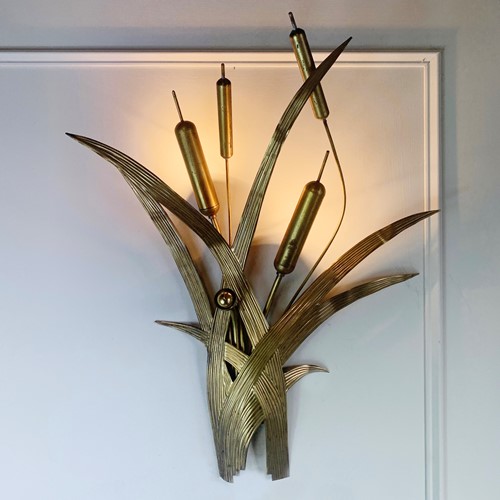 Italian Decorative Gilt Bulrush Wall Light 1970