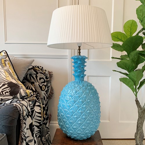 Exceptional Mid Century Italian Ceramic Pineapple Table Lamp 