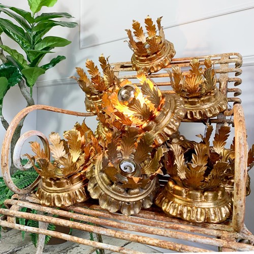 Italian Florentine Giltwood Ceiling Crown Lights