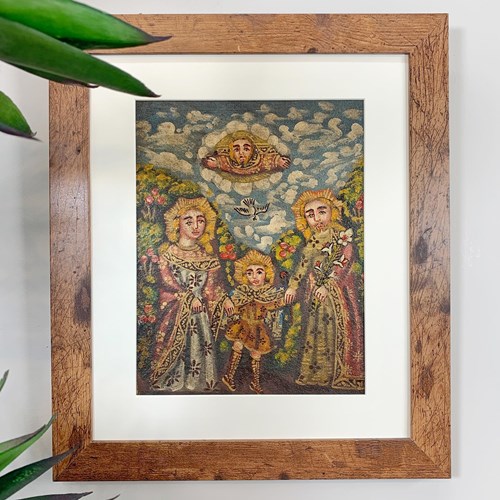 Cuzco School Oil Painting On Canvas Of The Holy Family