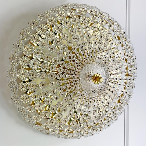 Large Gold Glass Flushmount Light By Emil Stejnar 