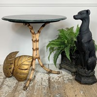 English Green Marble Top Faux Bamboo Table