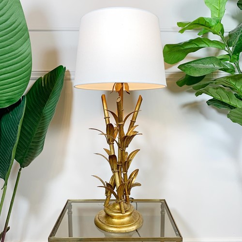 Italian Faux Bamboo Gilt Table Lamp 1950’S