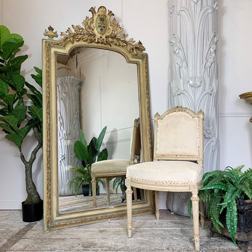  French 19Th Century Large Crested Decorative Chateau Mirror