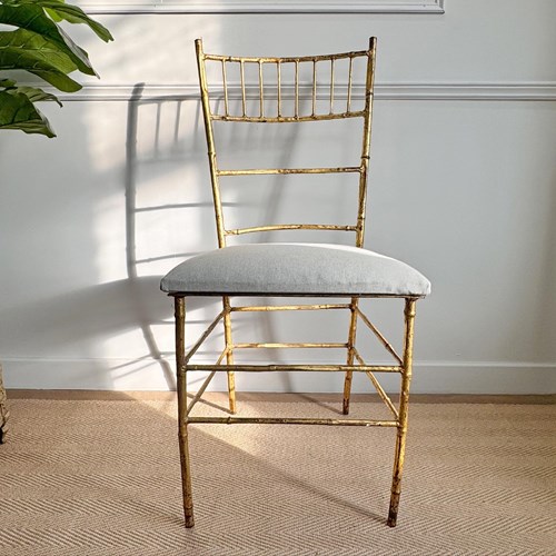 1950’S Italian Gilt Iron Faux Bamboo Chair