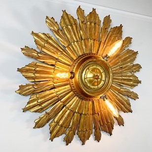 Carved Gilt Wood Church Sunburst Li...