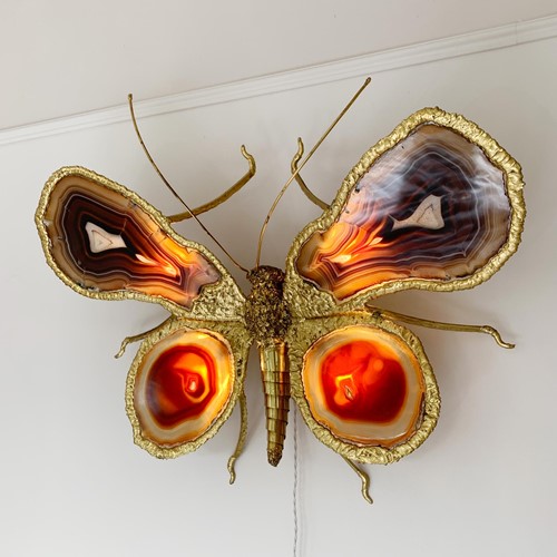 Stunning Signed Isabelle Faure Illuminated Butterfly Wall Sculpture 1970