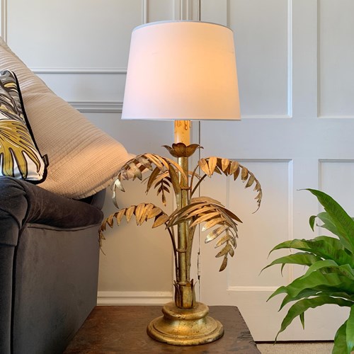 Italian Gilt Faux Bamboo Leaf  Table Lamp 1950