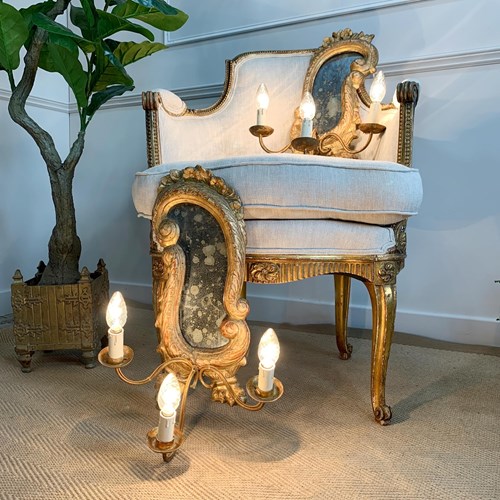 Pair Of 18Th Century Giltwood & Gesso Girandoles