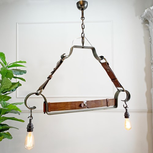 Jean-Pierre Ryckaert Leather Strap And Steel Ceiling Pendant Light