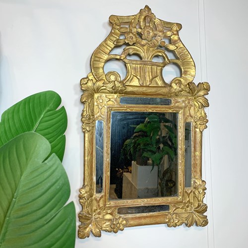  18Th Century French Rococo Giltwood Marriage Mirror
