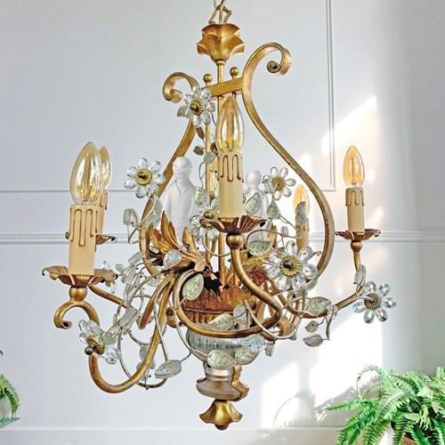 Stunning Banci Firenze Gilt Crystal Chinoiserie Chandelier