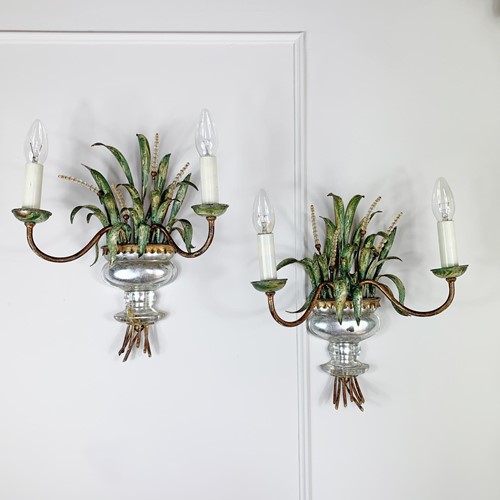 Maison Bagues Gilt Crystal Wheatsheaf  Walllights 