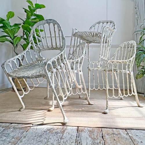 Mid Century Brazilian Faux Bamboo Cast Aluminium Garden Chairs