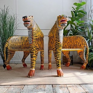 A Pair Of Indian Polychrome-Decorat...