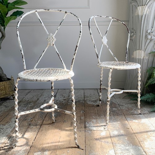 Rare Tri-Legged Regency Wrought Iron Chairs