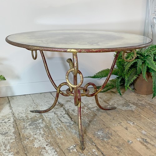 Wrought Iron Gilt Coffee Table By Rene Drouet 1940