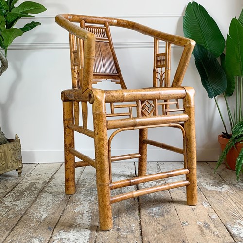 Mid Century Taiwanese Hand Made Bamboo Armchair