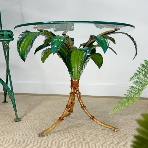 1970'S Italian Toleware Faux Bamboo Palm Table