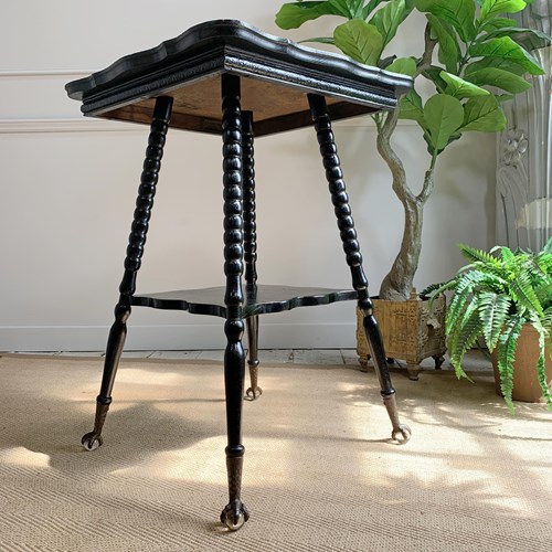 Victorian Glass Ball And Claw Ebonised Tall Table