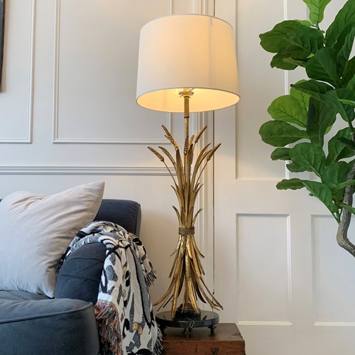 Magnificent Large Italian Wheat Sheaf Table Lamp 1970