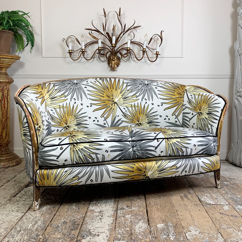 Antique French Settee In Tropics 'Fan Palm' Fabric-lct-home-lct-tropics-settee-1-main-637590091064227902.JPG