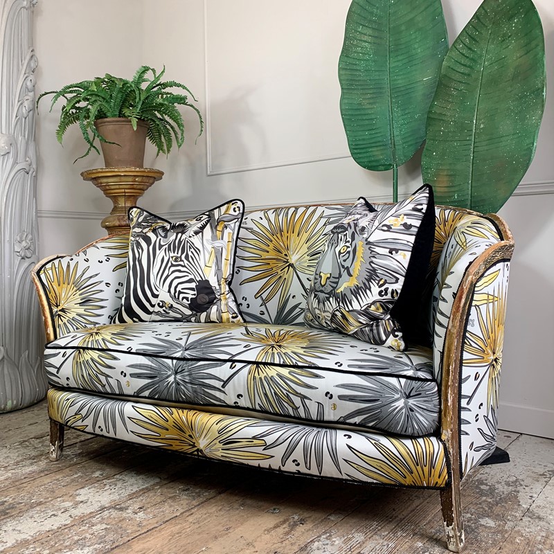 Antique French Settee In Tropics 'Fan Palm' Fabric-lct-home-lct-tropics-settee-2-main-637590091611255935.JPG