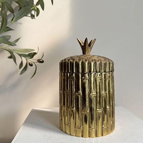 Mauro Manetti Gold Bamboo Basket Ice Bucket Italy 1960'S